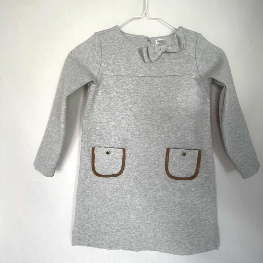 Hope and Henry size 6 gray with brown trim dress for little girls